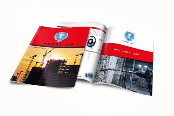 Abralion teknik ürün kataloğu kapak ve iç sayfa — ofset baskı örneği