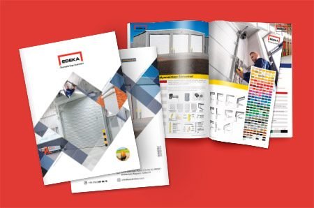 Edeka Otomatik Kapı Sistemleri endüstriyel kapı kataloğu — renk kartelası ve teknik baskı