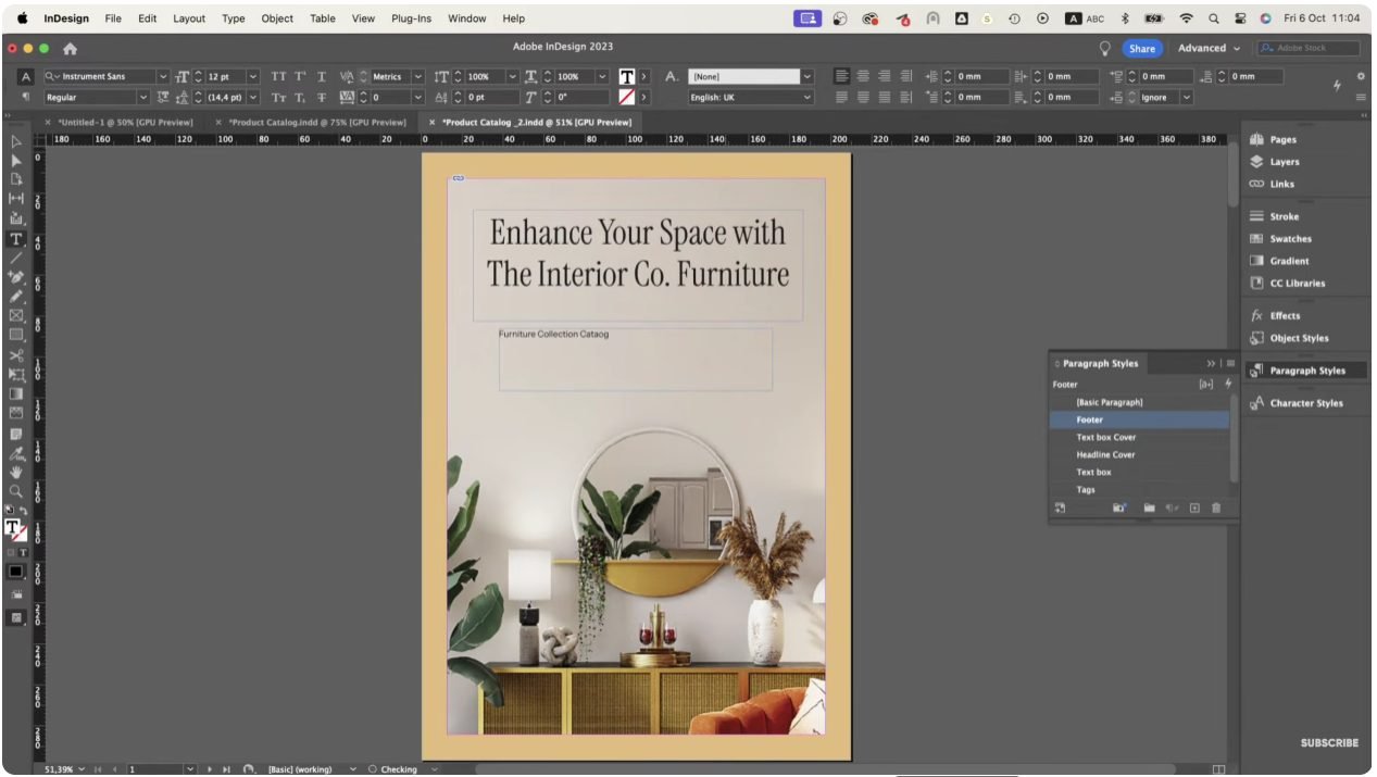 InDesign’da mobilya katalog kapak tasarımı — baskıya hazır grafik süreci